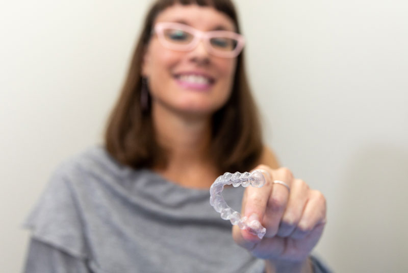 orthodontic patient with clear aligner